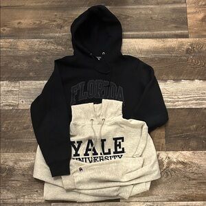 Champion Black and Cream University Hoodies